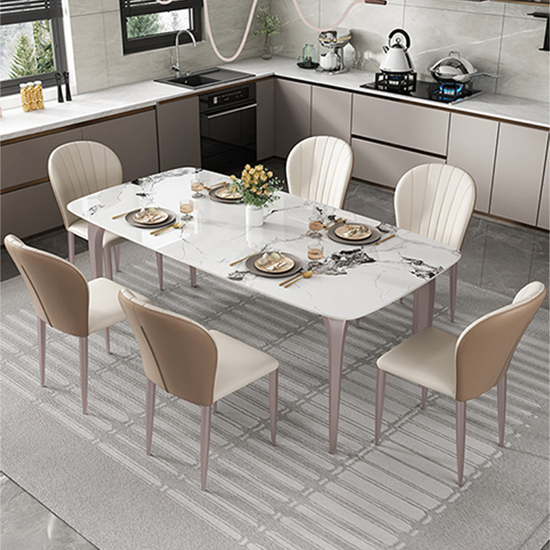 Modern Rectangular Table Sintered Stone Dining Table with 4 Legs for Home 70.9"L x 35.4"W x 29.5"H Without Chairs Clearhalo 'Dining Tables & Seating' 'Dining Tables' 'dining_table' 'furn' 'furn_dining_table' 'Furniture' 'Kitchen & Dining Furniture' 6229422