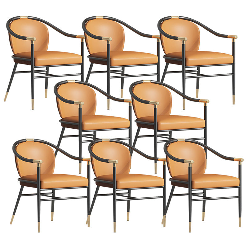 Contemporary Metal Dining Room Chair Arm Upholstered Side Chairs for Home Use Orange 8 Piece Set Clearhalo 'Dining Chairs' 'Dining Tables & Seating' 'dining_chair' 'furn' 'furn_dining_chair' 'Furniture' 'Kitchen & Dining Furniture' 6230903