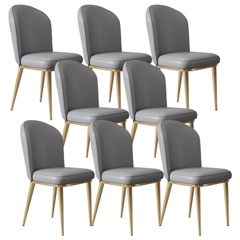 Glam Faux Leather Dining Chair Upholstered Armless Dining Chairs for Restaurant Use Dark Gray 8 Piece Set Clearhalo 'Dining Chairs' 'Dining Tables & Seating' 'dining_chair' 'furn' 'furn_dining_chair' 'Furniture' 'Kitchen & Dining Furniture' 6230953