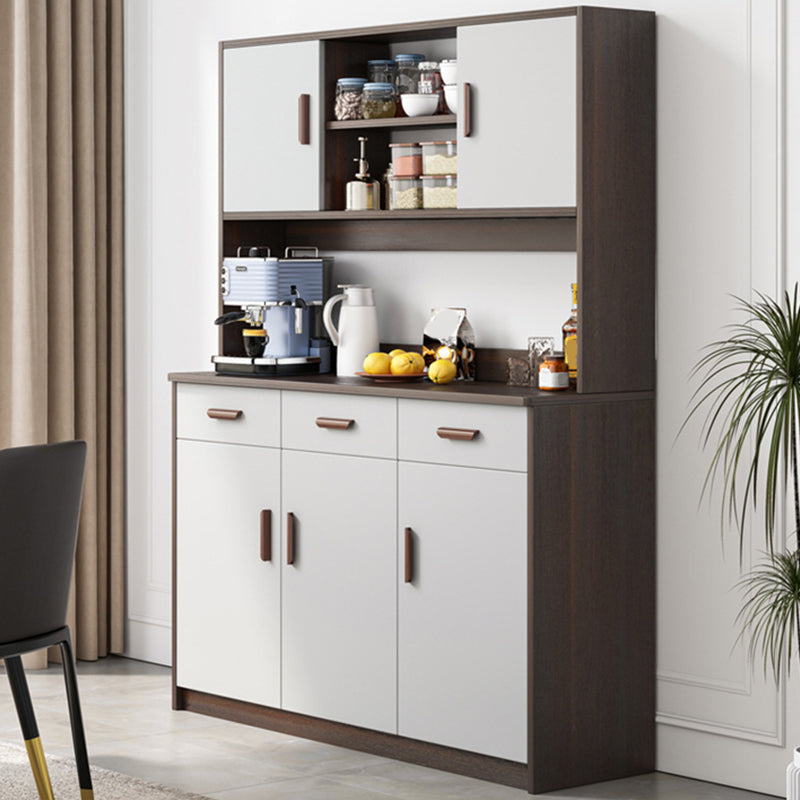 Modern Buffet Server Door Engineered Wood Sideboard Table for Home 47"L x 14"W x 67"H Walnut Clearhalo 'buffet_sideboard' 'Buffets & Sideboards' 'furn' 'furn_buffet_sideboard' 'Furniture' 'Kitchen & Dining Furniture' 6231117