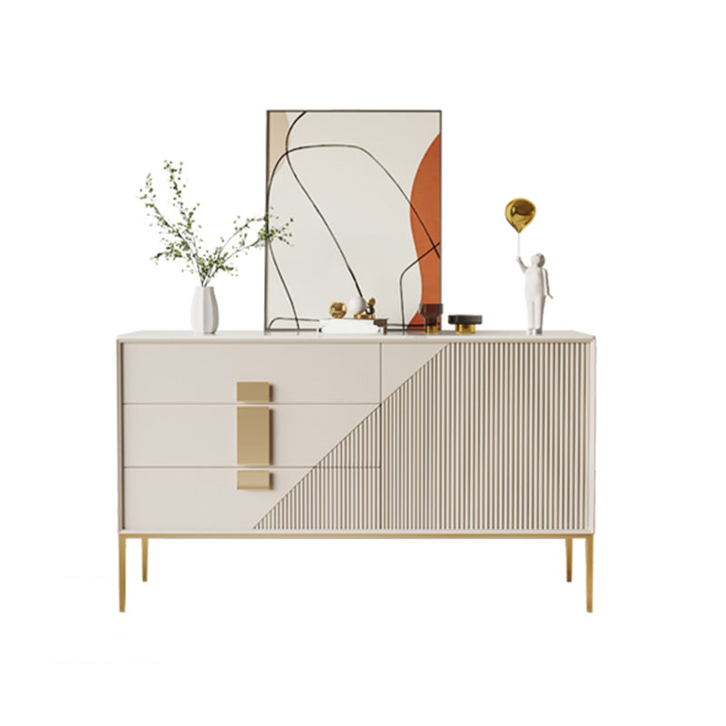 Pista de piedra sinterizada White Glam Credenza con patas de metal