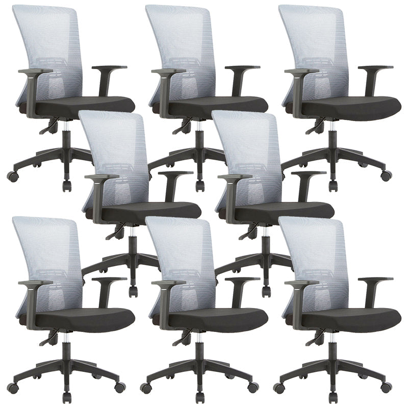 Fixed Arms Office Chair Microfiber Desk High Back Chair Wheels Ergonomic 8 Piece Set Gray Clearhalo 'furn' 'furn_office_chair' 'Furniture' 'Office Chairs' 'Office Furniture' 'office_chair' 6232268