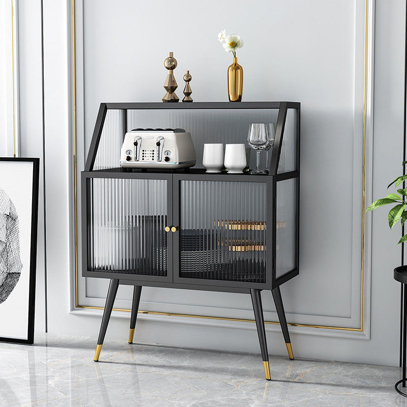 Industriële curiokast metalen glazen deuren buffetkast voor woonkamer