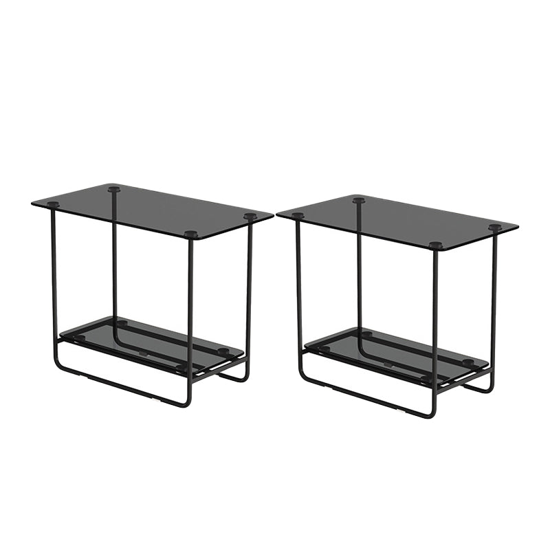 Mesa lateral superior de vidrio rectángulo 21.65 "Mesa de base de trineo de metal de alto con estante