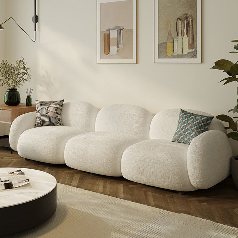Contemporary 29.52" H White Wool Square Arm Sofa for Living Room