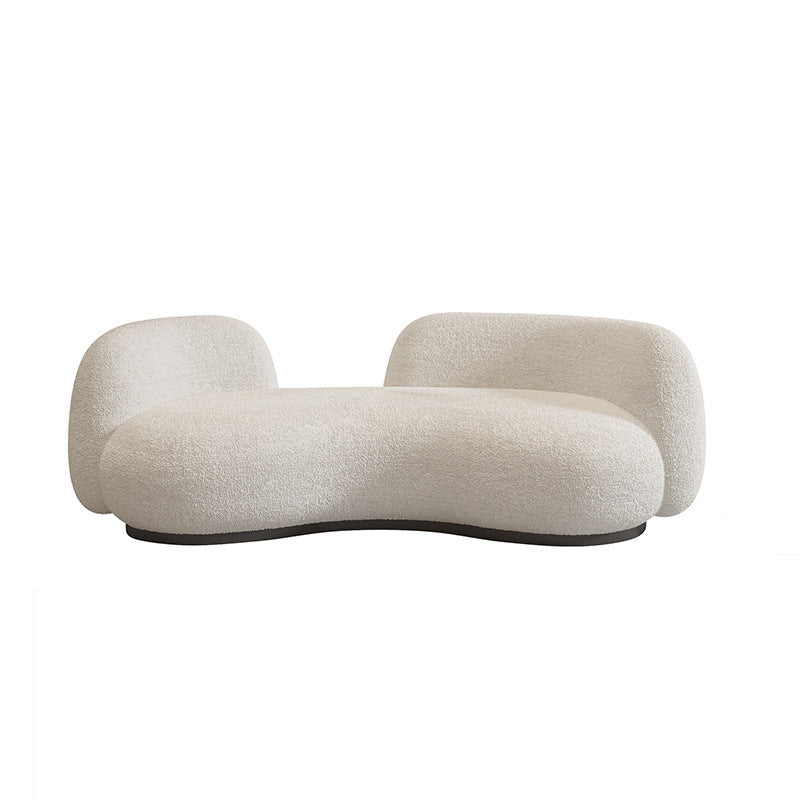 Zeitgenössischer weißer Wollsofa mit Smokingarm und schwarzen Basis für die Wohnung