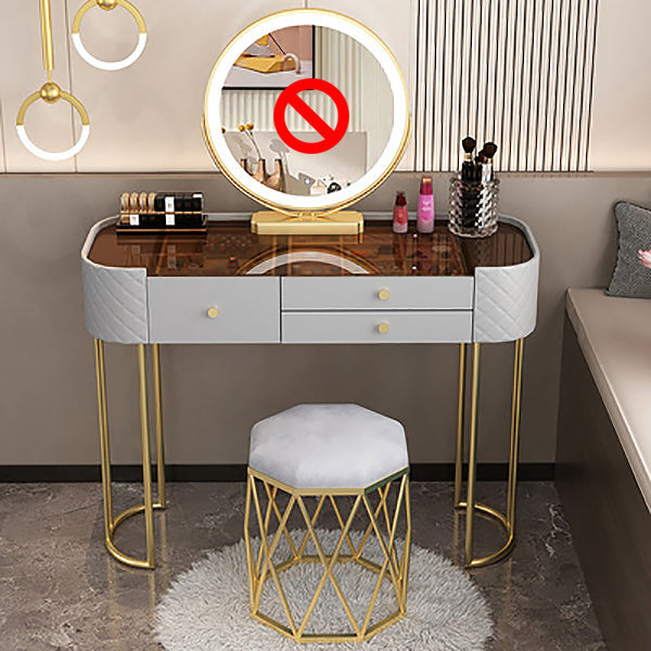 15.74" Wide Vanity Desk with 3 Storage Drawers Glam Glass Dresser, Whit