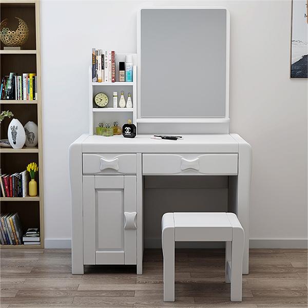 Bedroom Traditions Mirror Double Drawers Solid Wood Standing Make-up Vanity