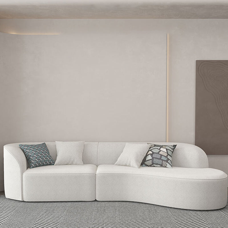Moderne 27,55 "H weiße Wolltuxedo Arm gebogenes Sofa für Wohnzimmer