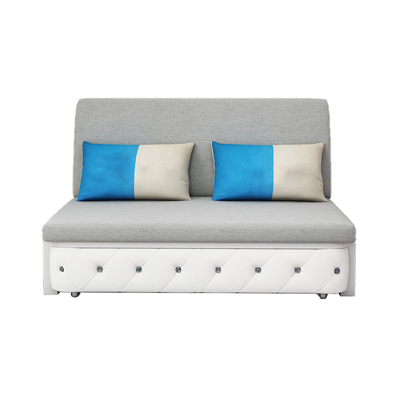 Gray Linen Sleeper Sofa 33.46" Wide Armless Sofa Bed with Upholstered