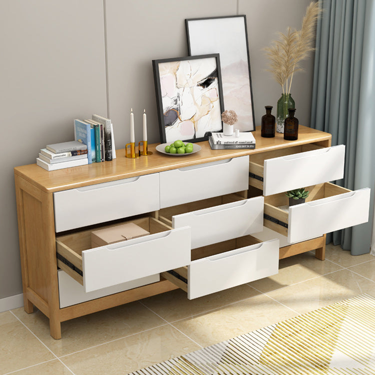 Mid-Century Modern Rectangle Chest with Drawers and Legs in Solid Wood