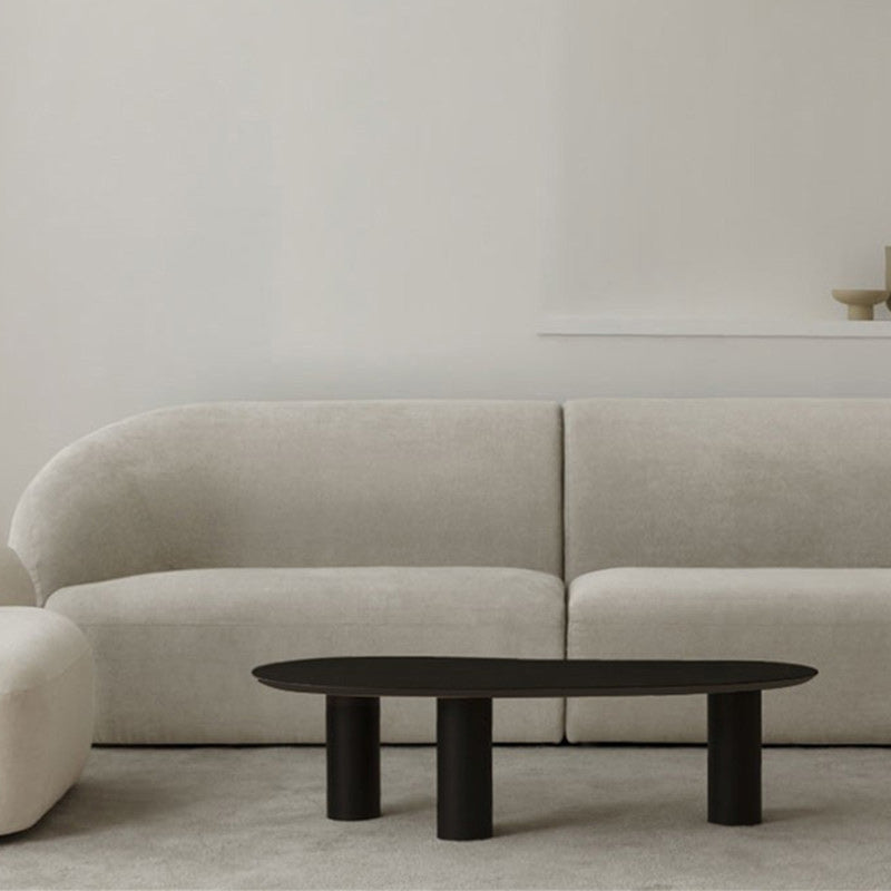 Minimalist Wood 3 Legs Coffee Table 13" H Cloud-Shaped Cocktail Table 46.5"L x 25.6"W x 13"H Black Clearhalo 'Coffee & Accent Tables' 'Coffee Tables' 'coffee_tables' 'furn' 'furn_coffee_tables' 'Furniture' 'Living Room Furniture' 6236811