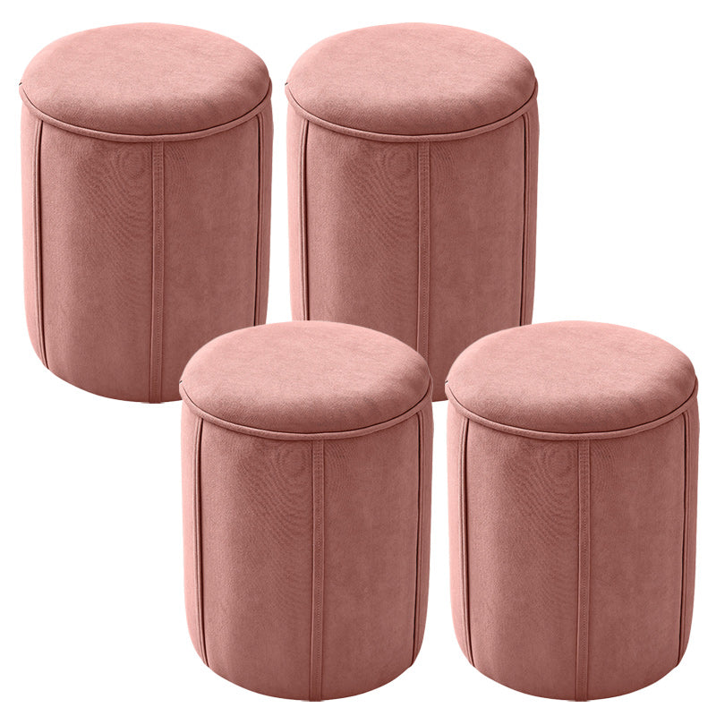 Orange Velvet Ottoman Modern Round Ottoman Stain Resistant Ottoman Pink 4 Piece Set Clearhalo 'furn' 'furn_ottomans_poufs' 'Furniture' 'Living Room Furniture' 'Ottomans & Poufs' 'ottomans_poufs' 6238644