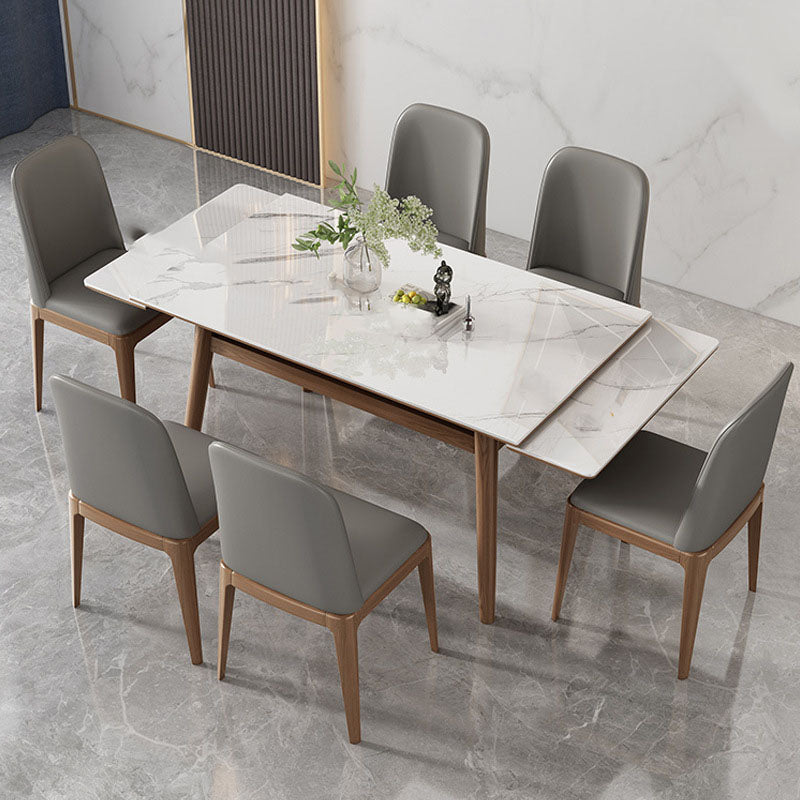 Modern Rectangle Dining Table Set 1/4/5/7 Pieces Dinette Set with Wooden Frame 7 Pieces: Table, 6 Chairs Clearhalo 'Dining Room Sets' 'Dining Tables & Seating' 'dining_room_set' 'furn' 'furn_dining_room_set' 'Furniture' 'Kitchen & Dining Furniture' 6240082