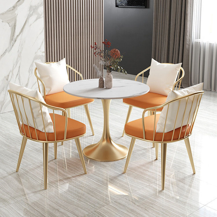 Set di dinette glam con sedie in metallo 1/4/5 pezzi set da pranzo bianco lucido