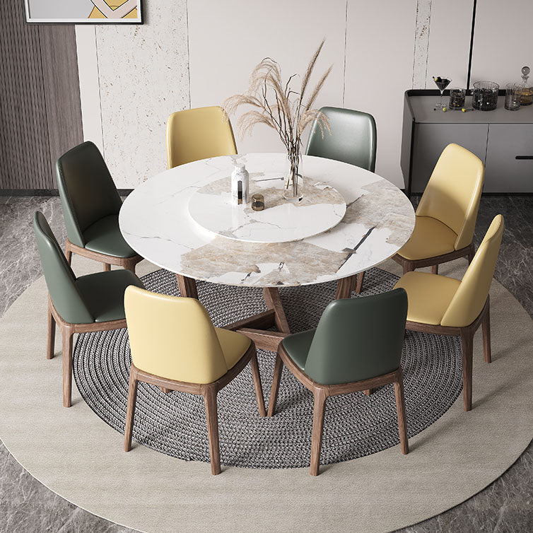 Round Dining Table Set 1/4/5/7 Pcs Solid Wood Frame Dining Table and Chairs