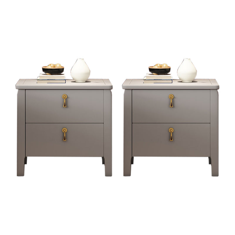 2 cassetti tavolino notturno moderno in legno in legno massiccio con gambe, alte 20 "