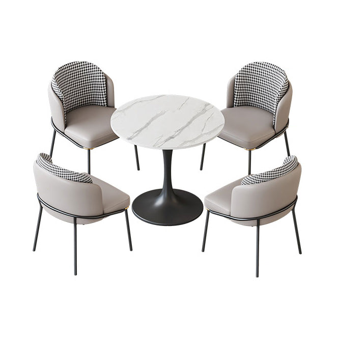 Round Dining Table Set with Metal Base 1/5 Pieces Modern Dinette Set for Kitchen