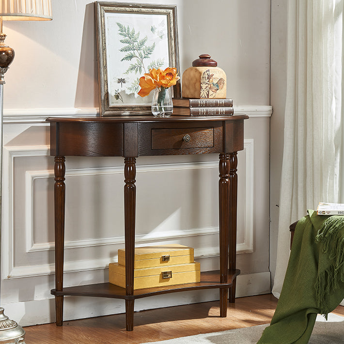 Mid-Century Modern Console Table Antique Finish Console Sofa Table 39.4"L x 14.2"W x 34.6"H Walnut Clearhalo 'Console Tables' 'console_tables' 'Entry & Mudroom Furniture' 'furn' 'furn_console_tables' 'Furniture' 6242092