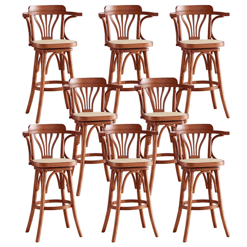 Contemporary Wood Counter Stools Rattan Bar Stool for Home Use