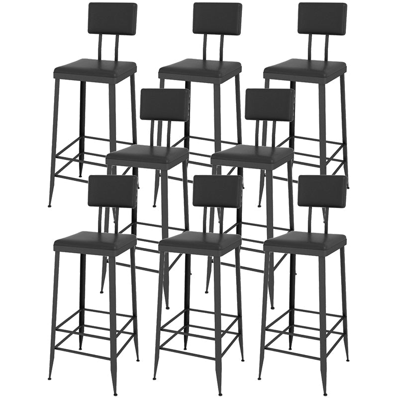 Contemporary Style Upholstered Counter Stool Bar-height Bar Stool with Metal Legs Black 8 Piece Set Clearhalo 'Bar Furniture' 'Bar Stools' 'bar_stools' 'furn' 'furn_bar_stools' 'Furniture' 'Kitchen & Dining Furniture' 6244681