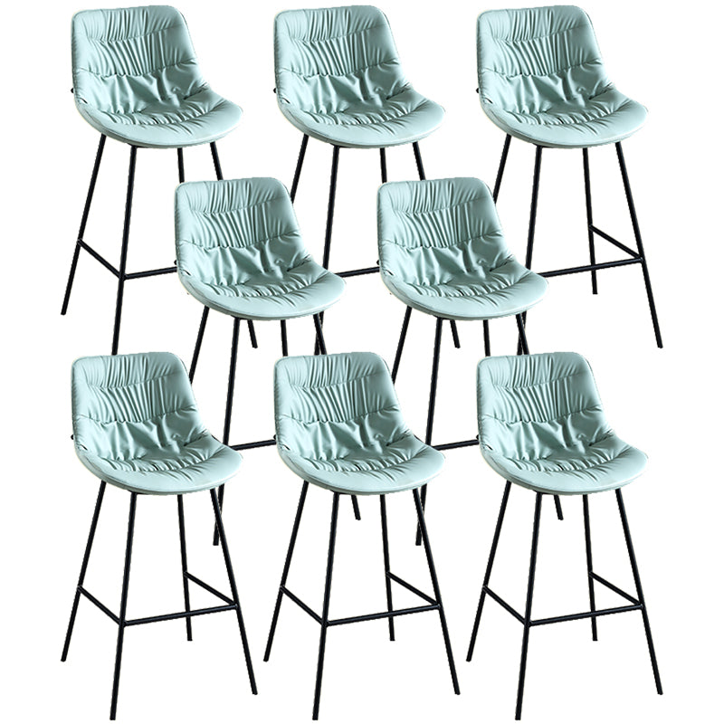 Modern Faux Leather Counter Stool Low Back Bar Stool with Footrest Light Blue 8 Piece Set Bar Stool(30"H) Clearhalo 'Bar Furniture' 'Bar Stools' 'bar_stools' 'furn' 'furn_bar_stools' 'Furniture' 'Kitchen & Dining Furniture' 6245335