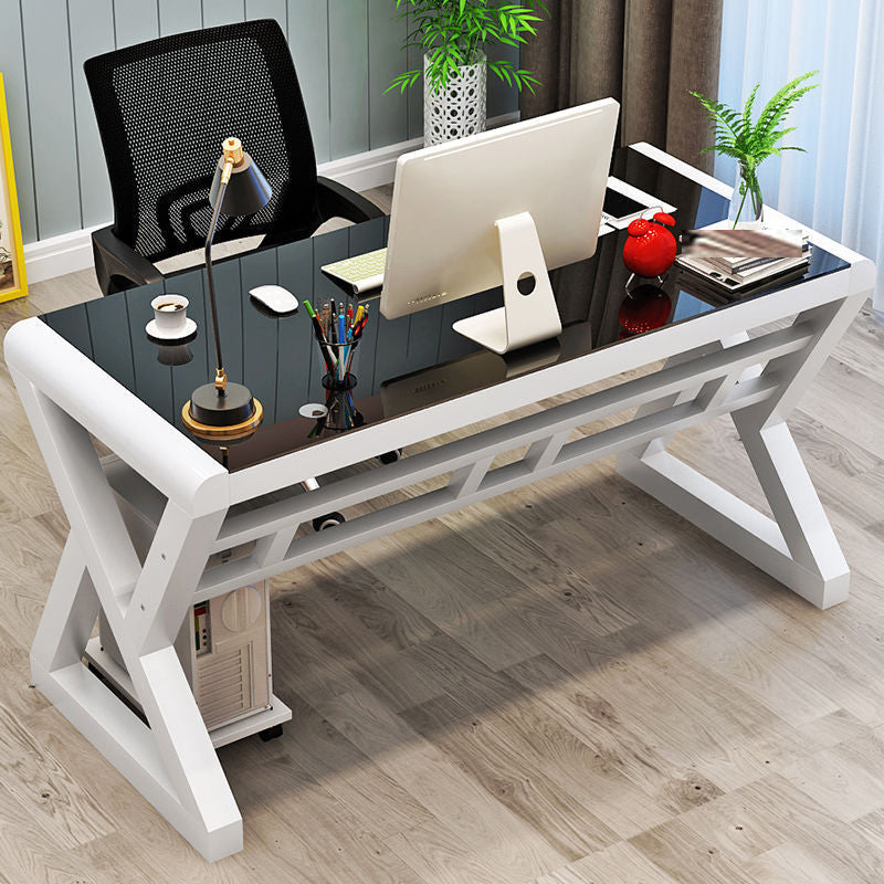 Glamglas-Top-Computer-Schreibtisch Kabelmanagement Schlafstillstand