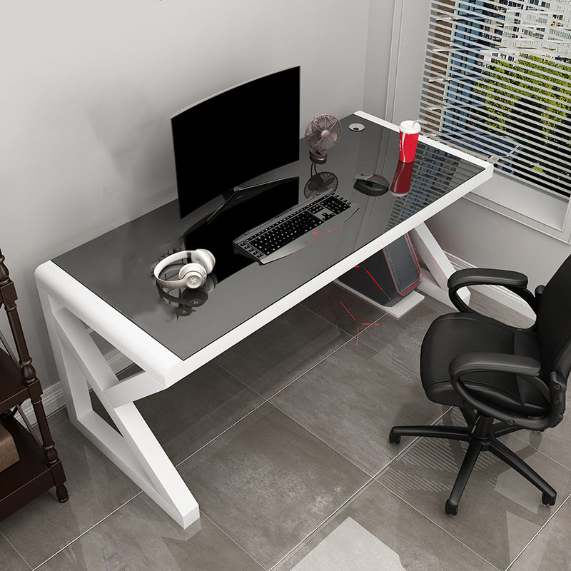 Hedendaags glazen rechthoekige gaming -bureau gespiegeld schrijfbureau voor thuis