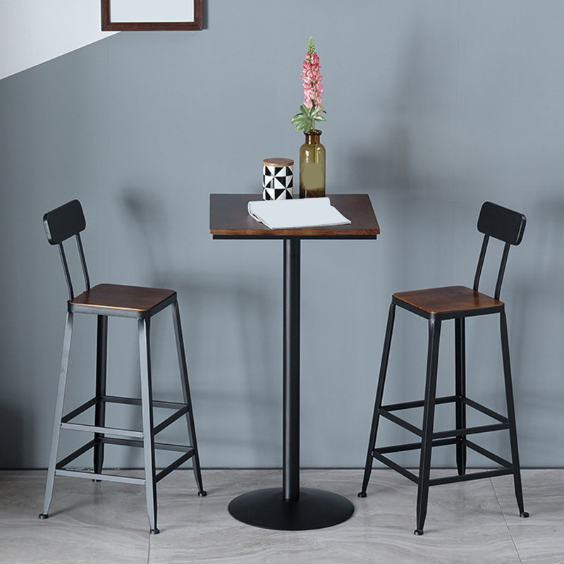 Industrial Metal Base Bar Table Black Iron Solid Wood Patio Bar Table 21.7"L x 21.7"W x 41.3"H Square Without Chairs Clearhalo 'Bar Furniture' 'Bar Tables' 'bar_tables' 'furn' 'furn_bar_tables' 'Furniture' 'Kitchen & Dining Furniture' 6247178