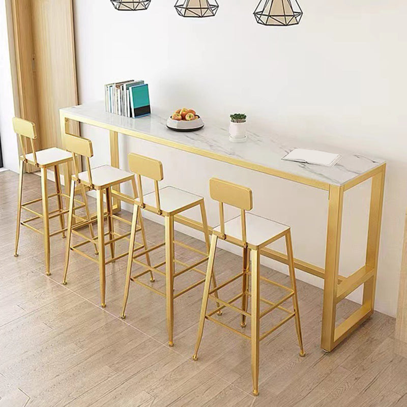 Tavolo da bar in pietra sinterizzato bianco e tavolo da bar di base in metallo