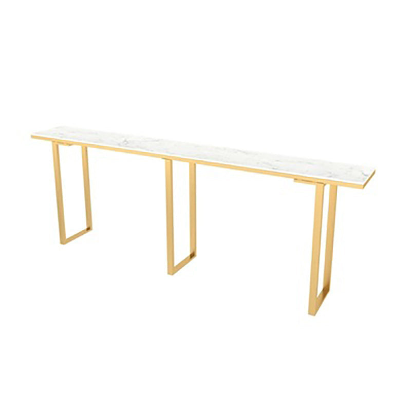 Faux Marble Top Table Modern Style Bistro Pub Table with Metal Base