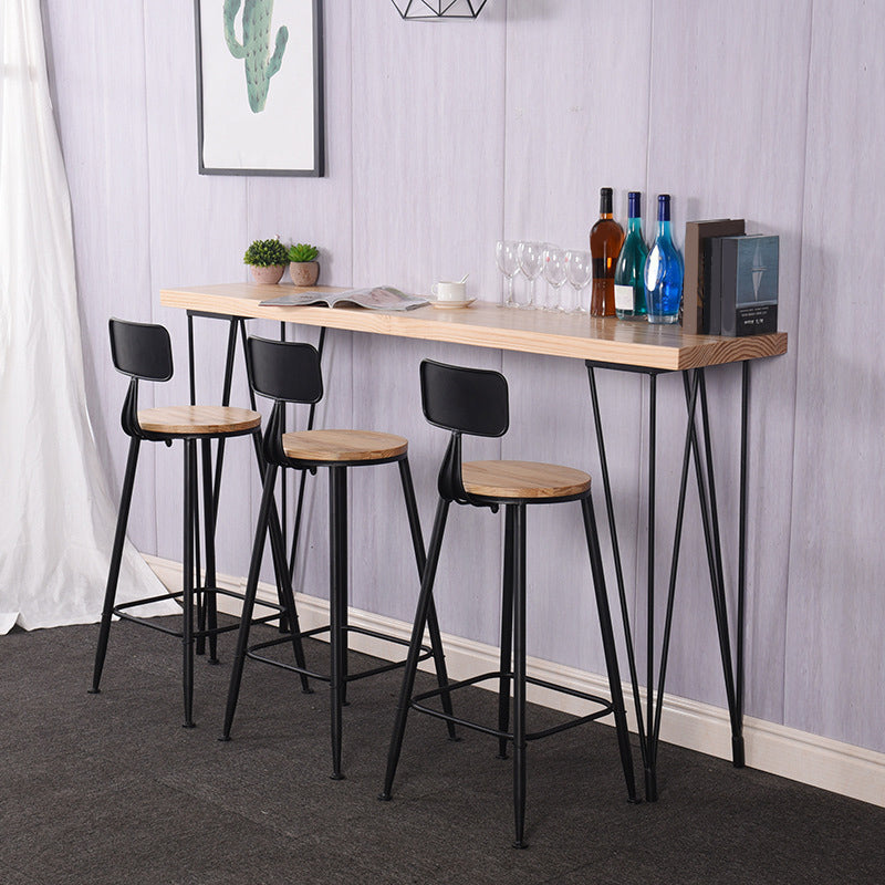 Wood Top Table Industrial Style Bistro Pub Table with 4 Legs