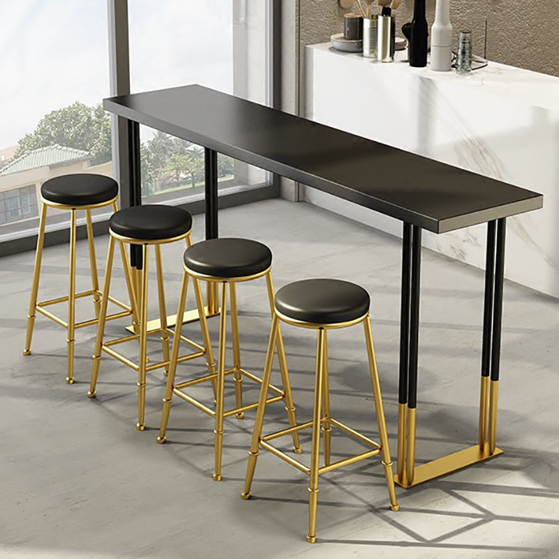 Modern Rectangle Bar Counter Table Wood Bar Counter Table with Metal Legs 78.7"L x 15.7"W x 41.3"H Black Without Chairs Clearhalo 'Bar Furniture' 'Bar Tables' 'bar_tables' 'furn' 'furn_bar_tables' 'Furniture' 'Kitchen & Dining Furniture' 6248001