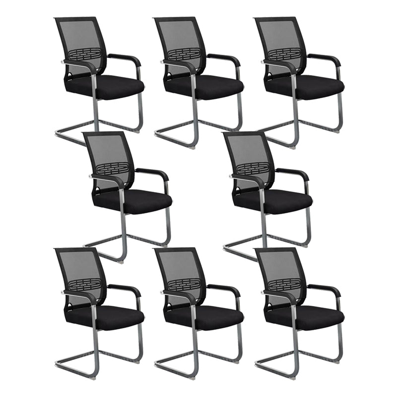 Mid Back Home Office Chair Chrome Frame Black Breathable Air Grid Chair 8 Piece Set Clearhalo 'furn' 'furn_office_chair' 'Furniture' 'Office Chairs' 'Office Furniture' 'office_chair' 6248232