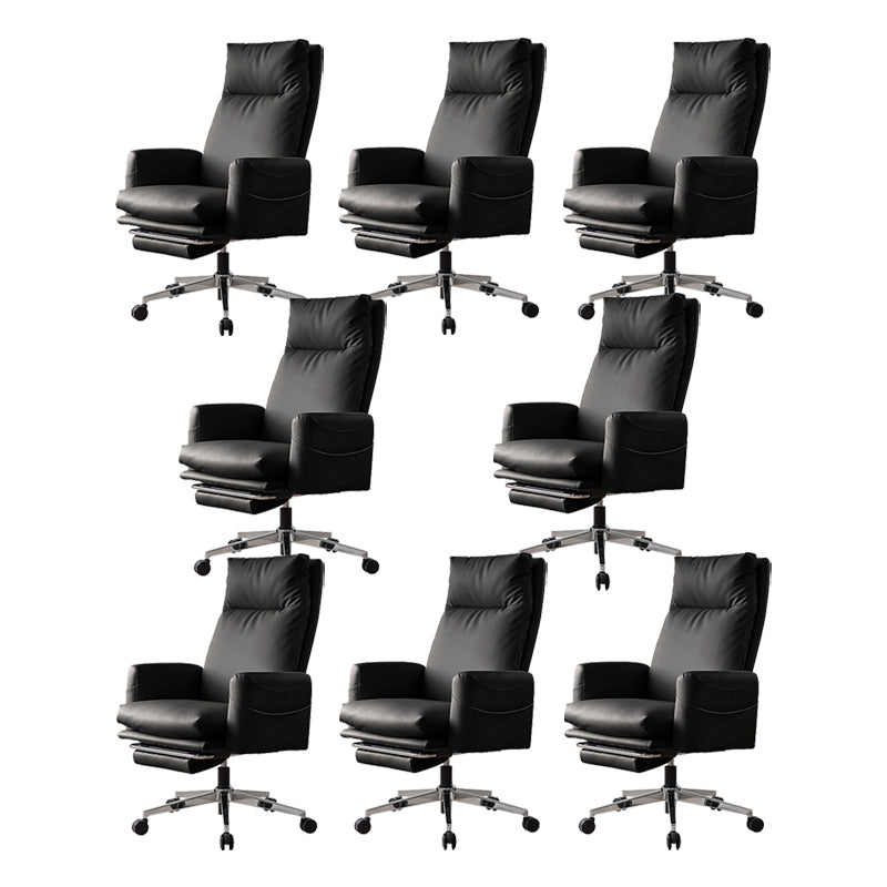 Silla giratoria de la espalda alta silla de cuero moderno de cuero con brazo