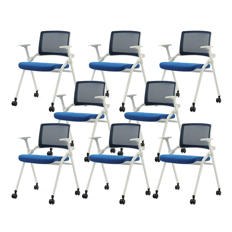 Contemporary Low Back Conference Chair Swivel Mesh Office Chair Blue 8 Piece Set Clearhalo 'furn' 'furn_office_chair' 'Furniture' 'Office Chairs' 'Office Furniture' 'office_chair' 6248463