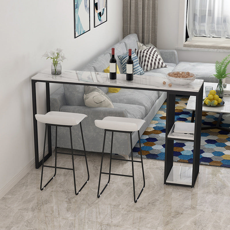 Modern Style Bar Table 1/3 Pieces Rectangle Faux Marble Counter Set 3 Pieces: Table, 2 White Stools Clearhalo 'Bar Furniture' 'furn' 'furn_home_bar_bar_sets' 'Furniture' 'Home Bars & Bar Sets' 'home_bar_bar_sets' 'Kitchen & Dining Furniture' 6249018