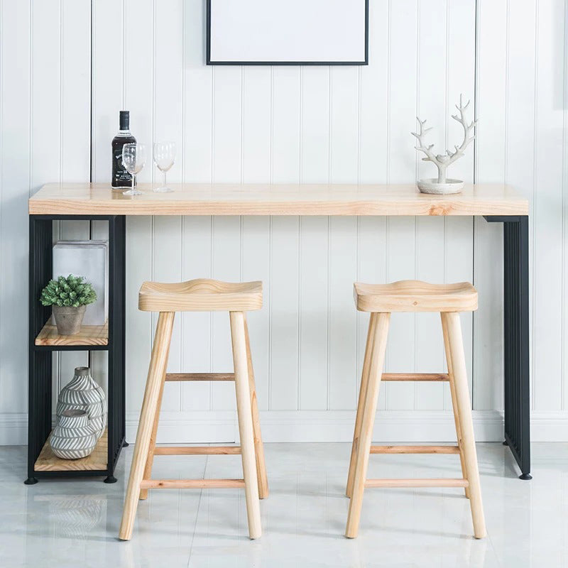 Natural Bar Table Set Industrial 1/3 Pieces Rectangle Solid Wood Counter Table Set 3 Pieces: Table, 2 Stools Clearhalo 'Bar Furniture' 'furn' 'furn_home_bar_bar_sets' 'Furniture' 'Home Bars & Bar Sets' 'home_bar_bar_sets' 'Kitchen & Dining Furniture' 6249121
