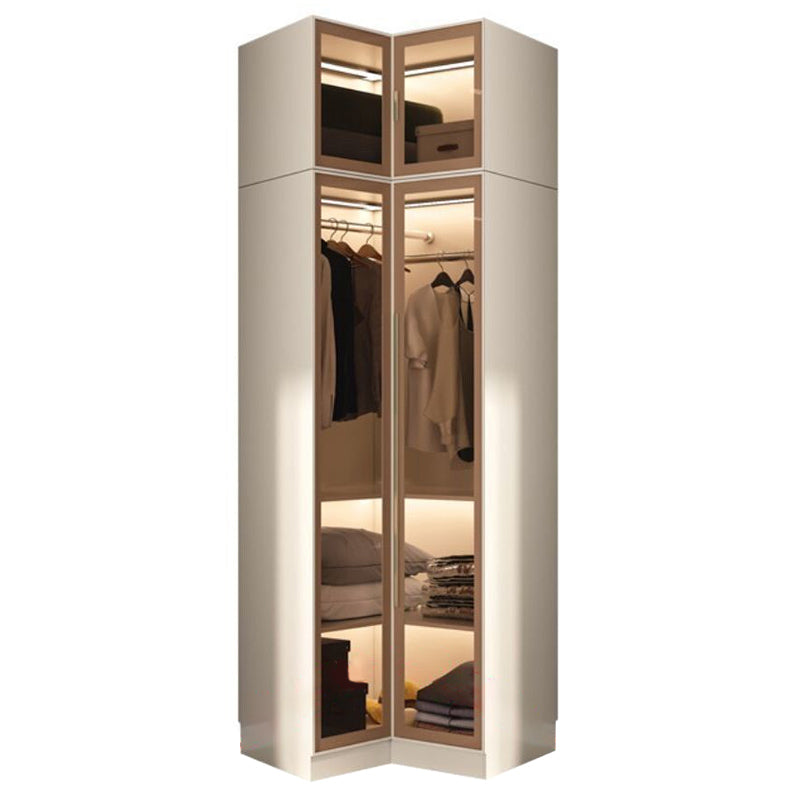Armoire en bois d'ingénierie avec portes en verre armoire moderne pour chambre à coucher