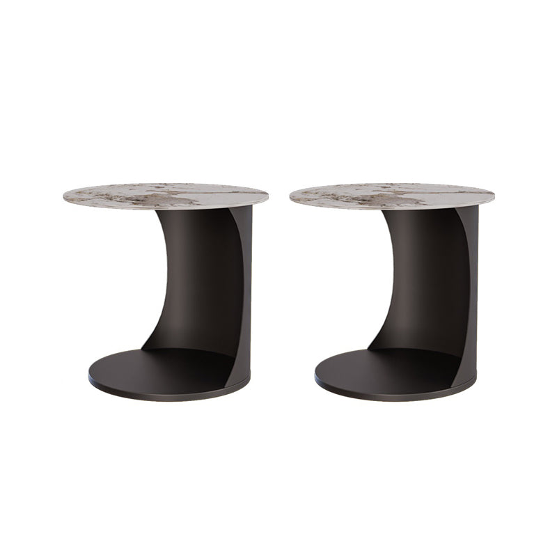 Contemporary Round Double Tier End Table Slate Top Side End Table Black 2 Clearhalo 'Coffee & Accent Tables' 'End & Side Tables' 'end_side_tables' 'furn' 'furn_end_side_tables' 'Furniture' 'Living Room Furniture' 6253623