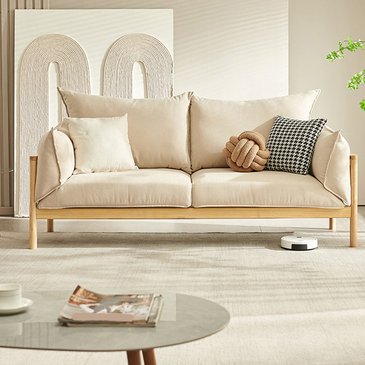 Modern 37 "H Leinen Holz Rahmen quadratischer Arm Liebesseat für Wohnzimmer