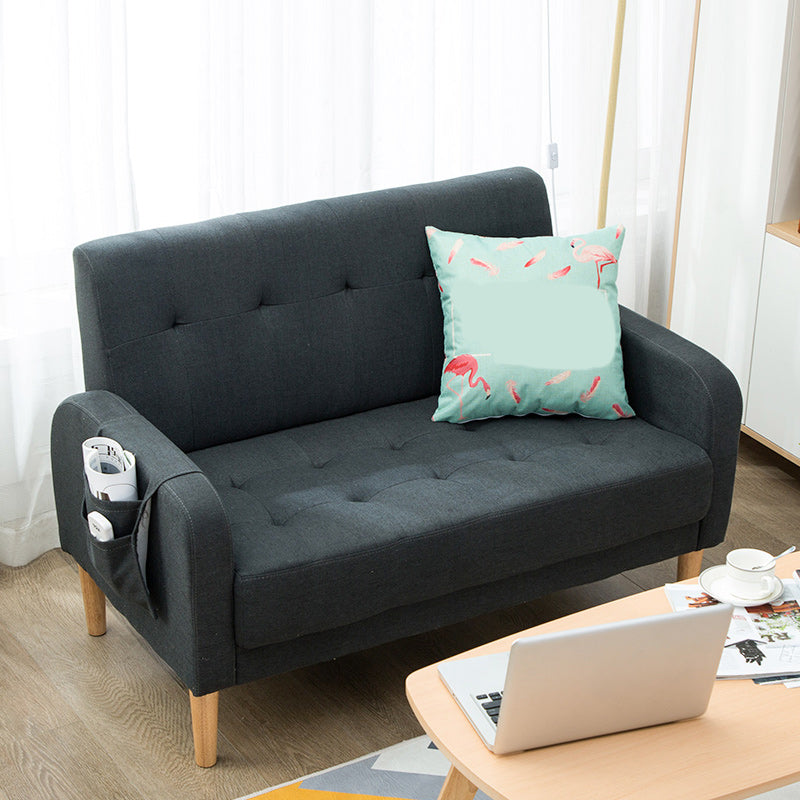 30.31" H Cotton Blend Square Arm Tufted Loveseat for Living Room Dark Gray Clearhalo 'furn' 'furn_sofas' 'Furniture' 'Living Room Furniture' 'Sofa' 'sofas' 6253755