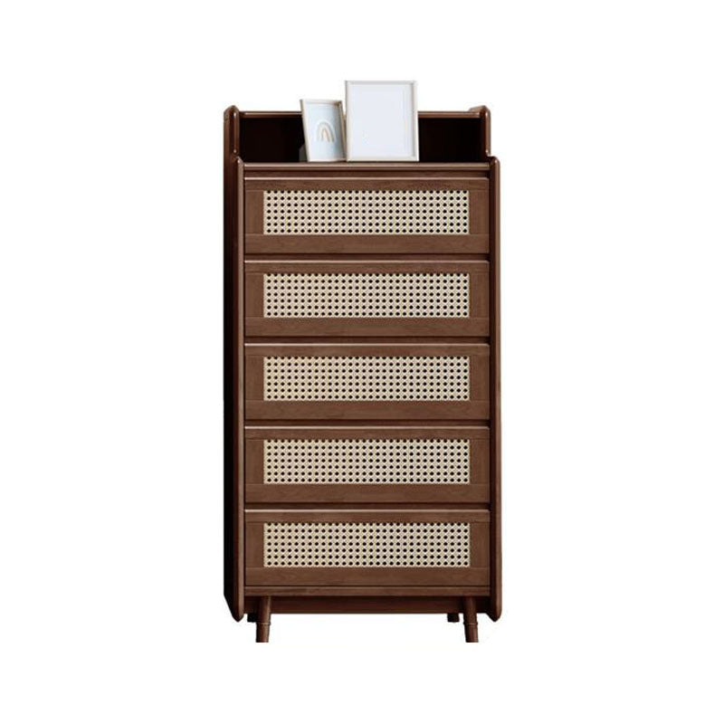 25.6" W Rattan Accent Chest in Rubberwood with Storage Drawers Walnut 5 Clearhalo 'Cabinets & Chests' 'cabinets_chests' 'furn' 'furn_cabinets_chests' 'Furniture' 'Living Room Furniture' 6253946