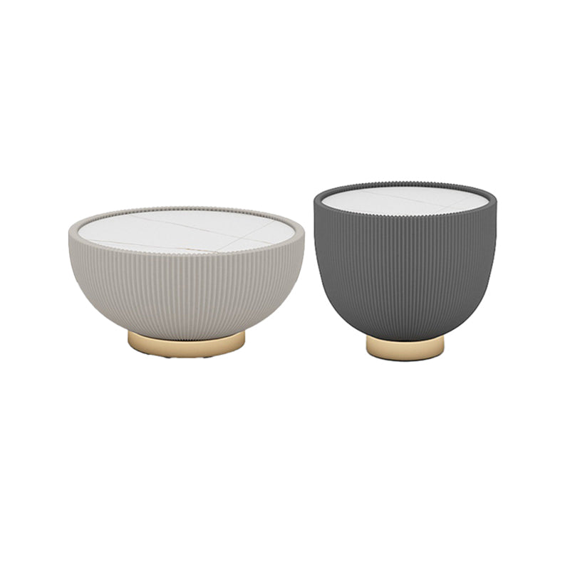 Round Slate Pedestal Coffee Table 2 Pieces Bunching Cocktail Tables