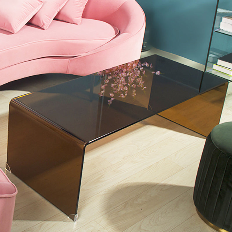 Mesa de café de trineo de vidrio marrón rectangular 1 mesa de cóctel individual
