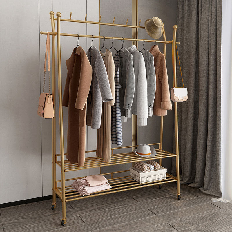 Modern Style Coat Rack Metallic Hooks Design Free Standing Coat Rack with Shelves 47.2"L x 13.8"W x 68.9"H 2 Clearhalo 'Entry & Mudroom Furniture' 'furn' 'furn_hall_tree_coat_racks' 'Furniture' 'Hall Trees & Coat Racks' 'hall_tree_coat_racks' 6254937