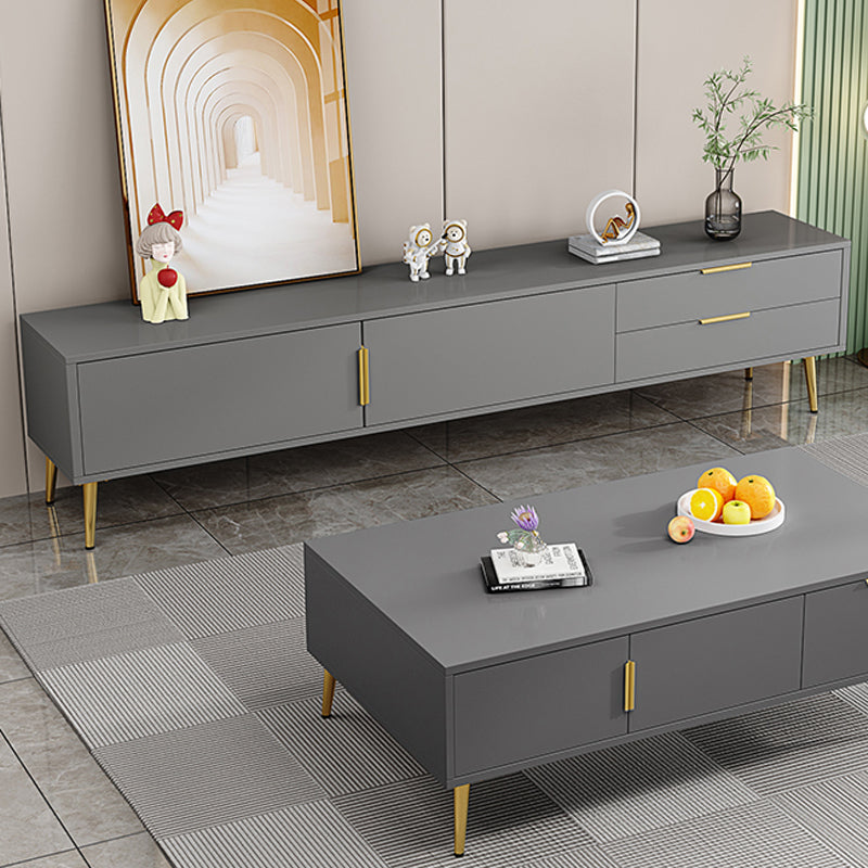 Faux Wood TV Console Contemporary TV Media Stand with Drawers Grey Clearhalo 'furn' 'furn_tv_stands_entertainment_centers' 'Furniture' 'Living Room Furniture' 'TV Stands & Entertainment Centers' 'TV Stands & Media Storage Furniture' 'tv_stands_entertainment_centers' 6256289