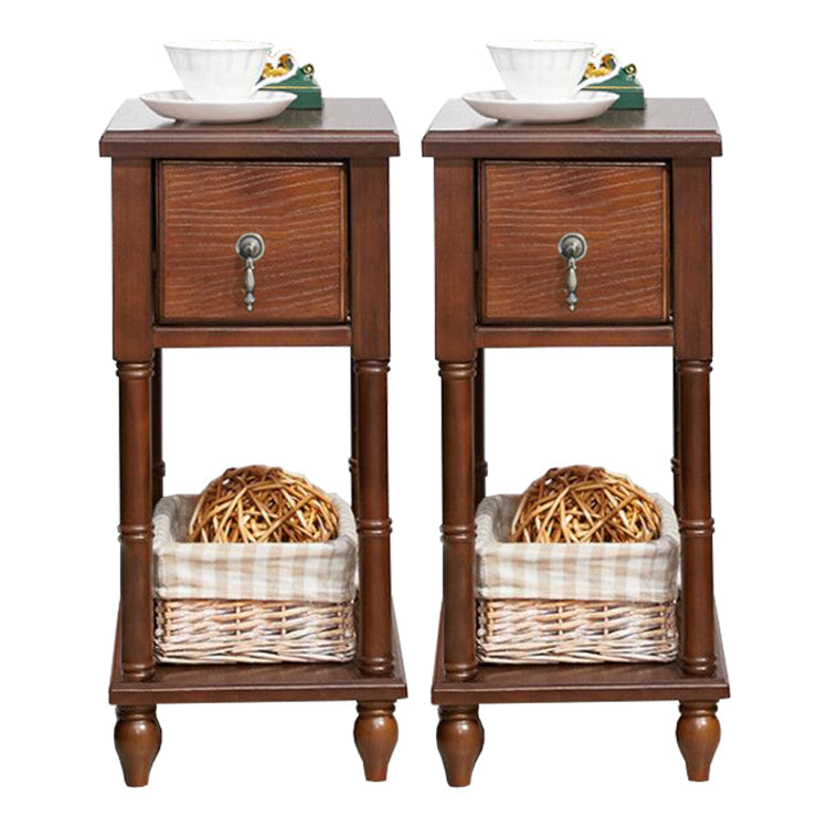 Traditional Nightstand Solid Wood Night Table for Living Room 9.8"L x 11.8"W x 23.6"H Brown 2 Piece Set Clearhalo 'Bedroom Furniture' 'furn' 'furn_night_stand' 'Furniture' 'night_stand' 'Nightstands' 6256392