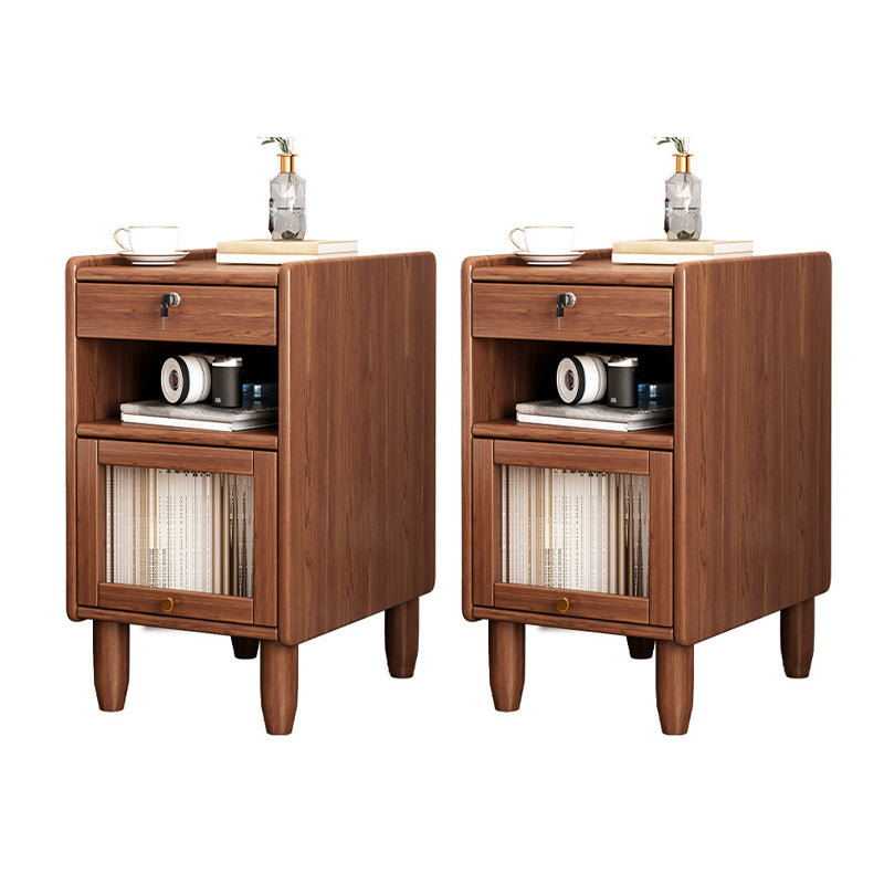 1 Drawer Contemporary Night Table 1 Door Nightstand with Legs ,21.7" Tall 14"L x 14"W x 22"H Nut-Brown 2 Piece Set Clearhalo 'Bedroom Furniture' 'furn' 'furn_night_stand' 'Furniture' 'night_stand' 'Nightstands' 6256558