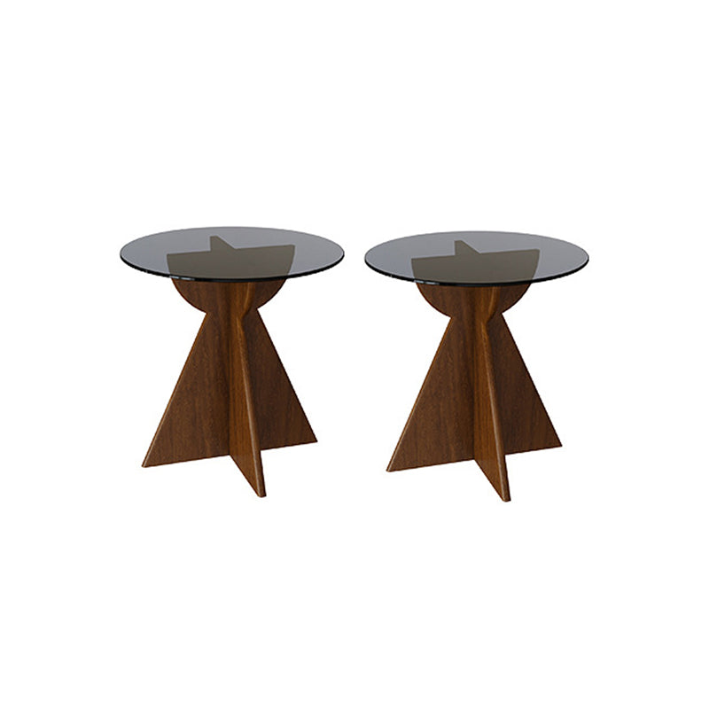 Living Room End Table Contemporary Round Abstract Glass Side Table